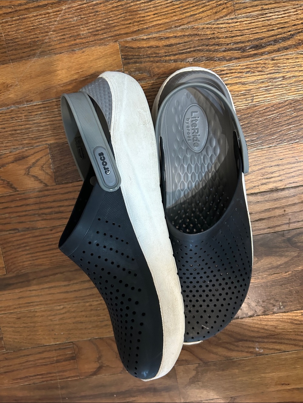 CROCS Navy and Light Gray Classic Clog Sandals - Picture 2 of 7